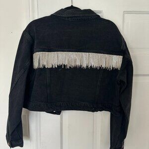 Rhinestone Black Denim Jacket